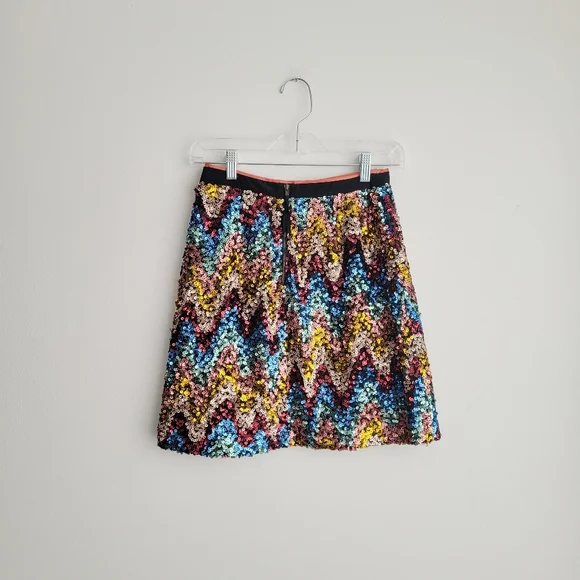 MAEVE by Anthropologie Multi Zig-Zag Sequined Mini Skirt - Picture 7 of 7
